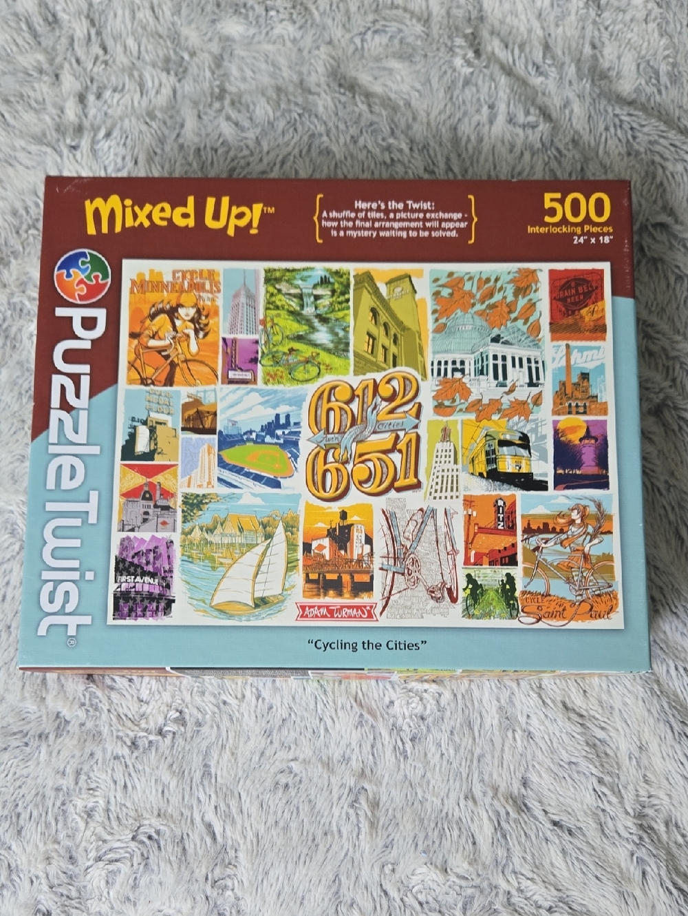 PuzzleTwist Mixed Up! 500 Piece Puzzle - Cycling the Cities - Minneapolis